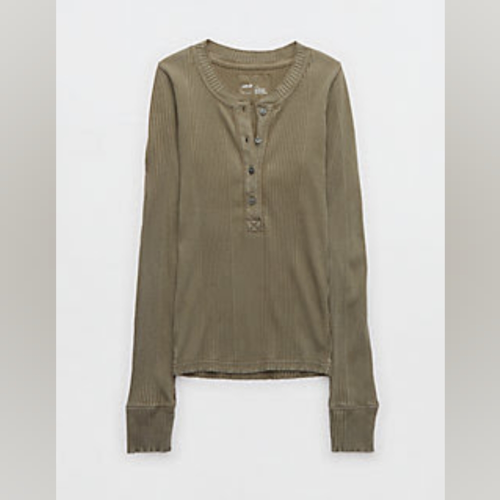 Aerie Roadtrip Henley - Large, Washed Olive